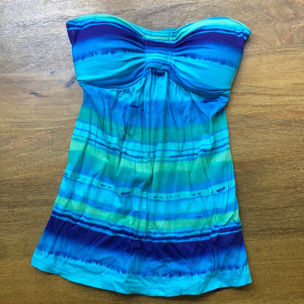 Strapless Blue Waves Tube Top XS